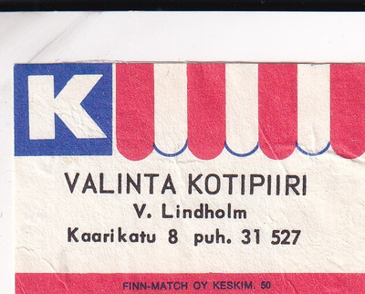 Valinta Kotipiiri, V. Lindholm , Kaarikatu 8  . s55