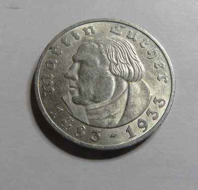 Saksa/third reich 2 mark 1933 E/ Luther