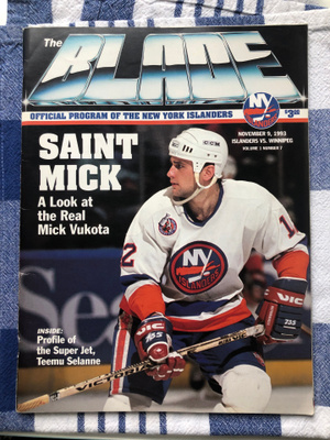 Otteluohjelma NY Islanders -Winnipeg Jets. 1993.