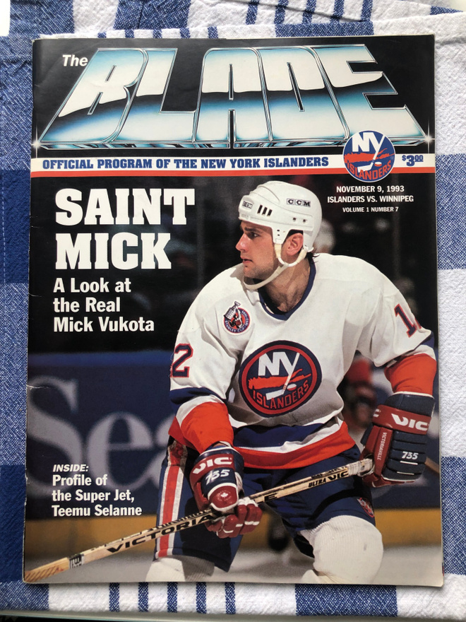 Otteluohjelma NY Islanders -Winnipeg Jets. 1993.