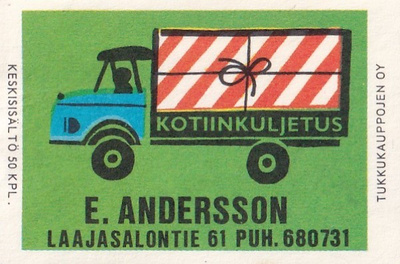 E. Andersson. Laajasalontie 61. Kotiinkuljetus b417