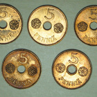 1941 SUOMI  5 PENNIÄ x 5kpl - pikkukuva 2