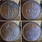 1 PENNI 6kpl v.1903-1917 mukana "vallankumousraha" - pikkukuva 3