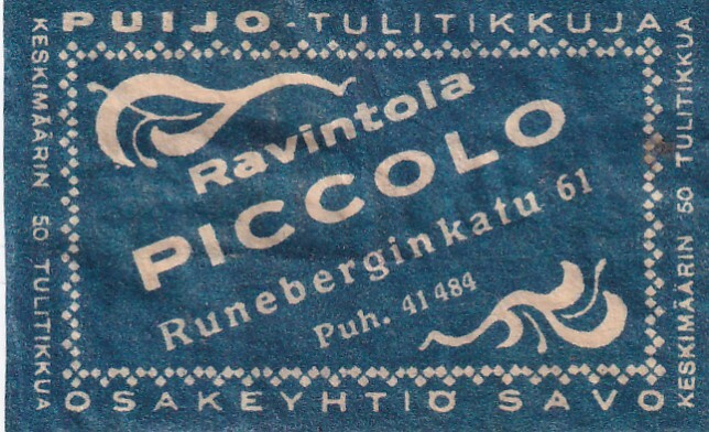 Helsinki, Ravintola PICCOLO , Runeberginkatu 61  , s21