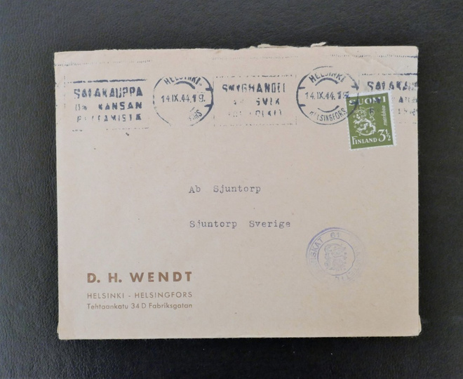 FIRMAKUORI D. H. Wendt HELSINKI viestillinen Ruotsiin tarkas