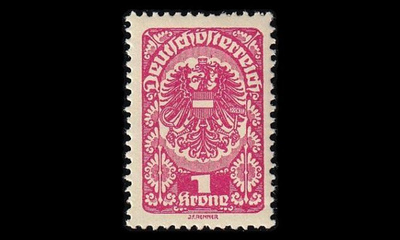 Itävalta 273x ** Käyttösarja 1 Kr kotka punainen (1919)