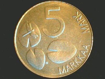 5 MARKKAA 1998 (NORPPA) UNC. KL.9. RAHAPAJAN RULLASTA