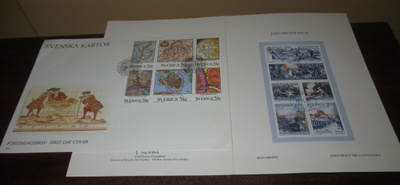 Ruotsi fdc Svenska kartor + Julgåva 1991