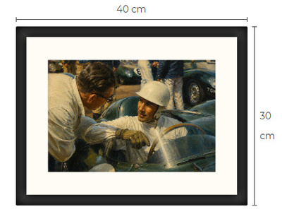 Uusi Sir Stirling Moss art print kehystetty 30 cm x 40 cm