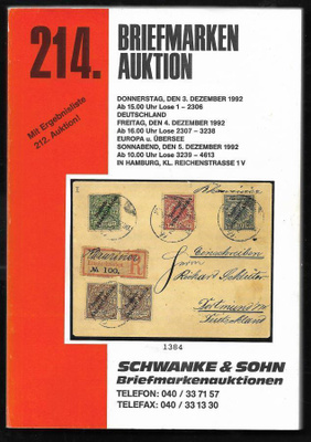 Huutokauppaluettelo - Schwanke & Sohn 3.12.1992