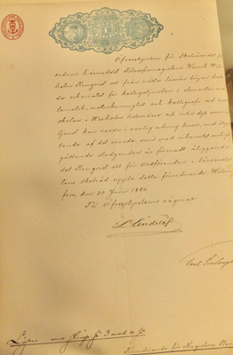 VANHA Asiakirja Leimapaperi Leimavero 1 mk 1880