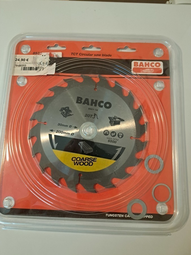 Sirkkelinterä Bahco, 200 mm, 20T