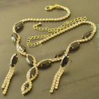 1709 D .. 9K Yellow Gold Black Sapphire .. Kaulakoru - pikkukuva 1