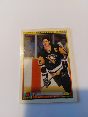 1990-91 Bowman Hat Tricks #2 Mario Lemieux