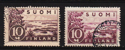 1930 10mk Yleismerkin molemmat versiot leimattuina