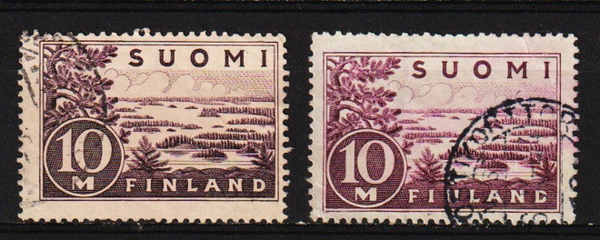 1930 10mk Yleismerkin molemmat versiot leimattuina