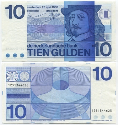 Alankomaat Netherlands 10 Gulden v.1968 (P-91b) aUNC