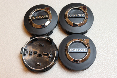 Volvo vannekeskiöt – UUSIN TYYLI, 3D MERKKI, Musta – 64mm