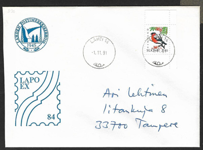 Postilähetys - Lintuja 1991 (LAPE 1132) Lahti 14 1.11.1991