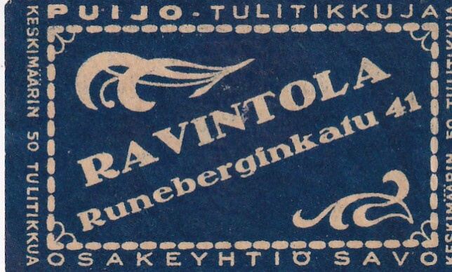 Helsinki, Ravintola. Runebergink. 41  , s21