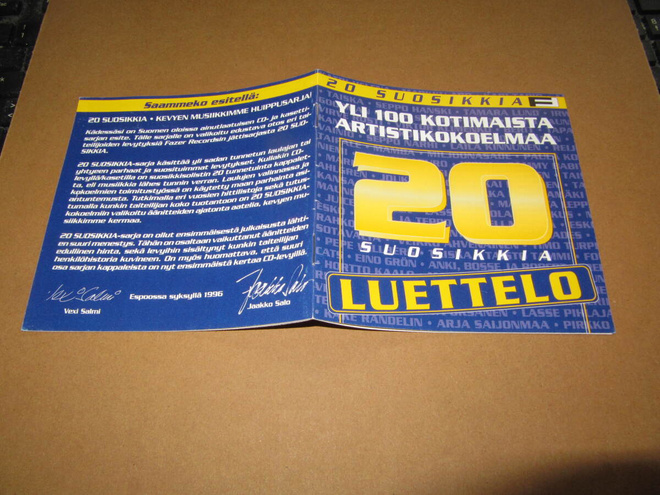 20-suosikkia Luettelo kuvilla.1996 > Irwin,Juha Vainio ym.