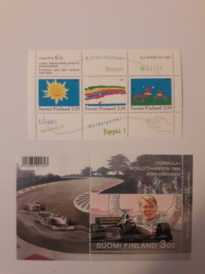 Postimerkkiarkit Häkkinen ja Lasten piirtämät