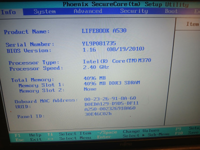 Fujitsu Siemens Lifebook A530