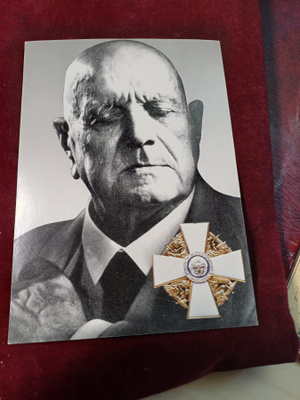 Sibelius ja Valkoisen Ruusun suurristi. Postikortti
