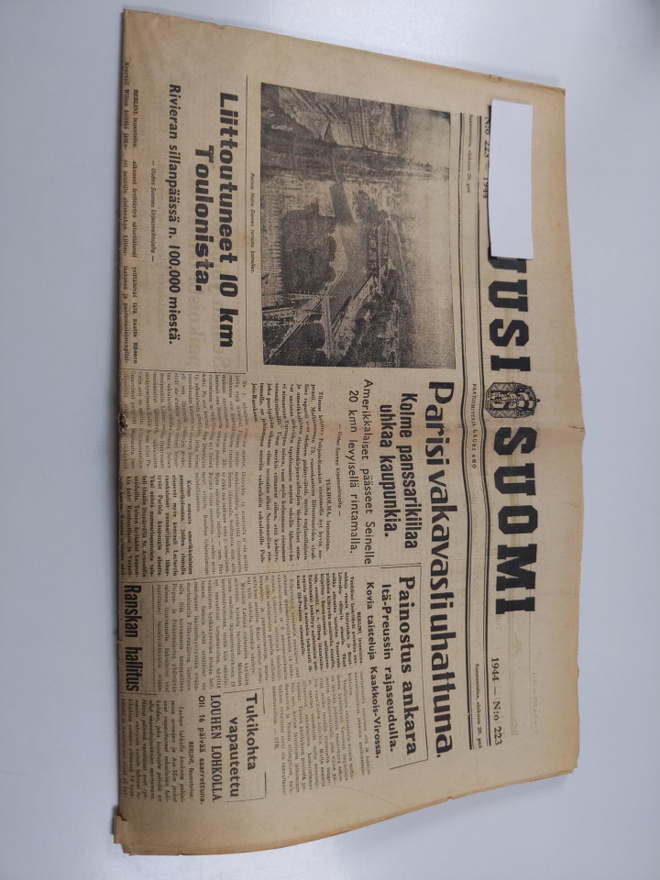 Uusi Suomi nro 223/1944 (20.8.)