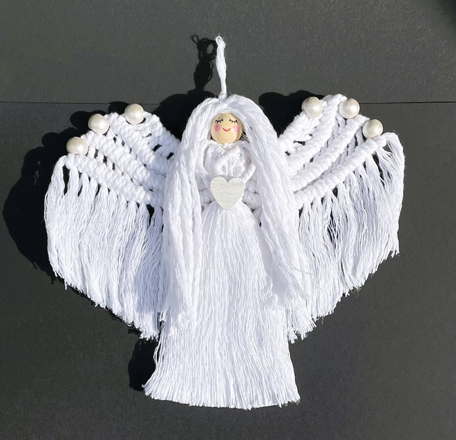 Makramee enkeli Valkoinen - 20 cm x 19 cm