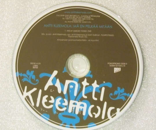 Antti Kleemola • Mä En Pelkää Mitään PROMO CDr-Single