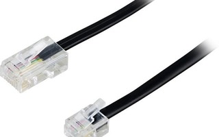 Deltaco modulaarikaapeli 8P4C(RJ45) - 6P4C(RJ11), 3m, musta