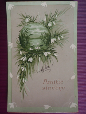 Lumikellot ja järvimaisema WANHA 1905