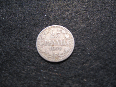 25 penniä 1869 - hopeaa