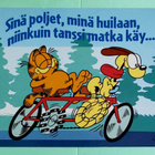 "Karvinen ja Osku pyöräilevät"-KULKEMATON POSTIKORTTI - pikkukuva 1