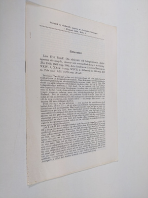 Curt Olsson : Litteratur (särtryck ur "Tidskrift, utgiven...