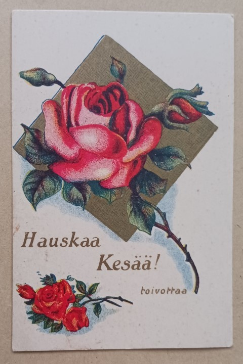 Ruusu, pikkuruusu ja Hauskaa kesää -toivotus, ei p.