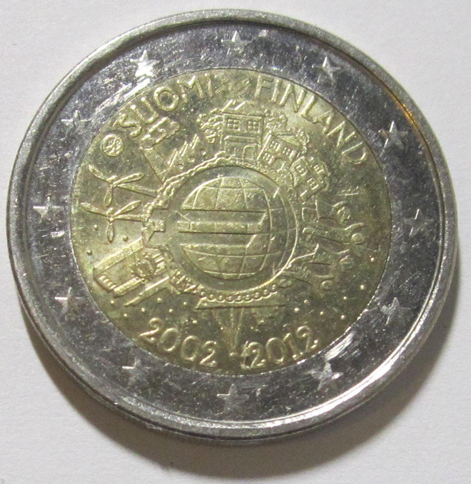 Suomi 2 € 2012 - Eurosetelit ja -kolikot 10 vuotta (Circ)