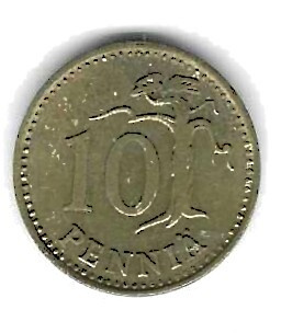 1969 10 PENNIÄ KOLIKKO KÄYTETTY