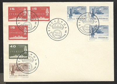 Ruotsi - Sjö- och helikopterpost 1958 FDC (Fac.488-491)