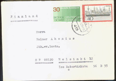 BRD Mi 751 ym kirje Suomeen