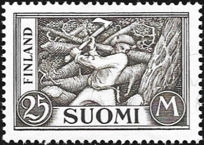 1930 M30 Puunk 25 mk tummanruskea ** Lape 157 d VSP Lm6