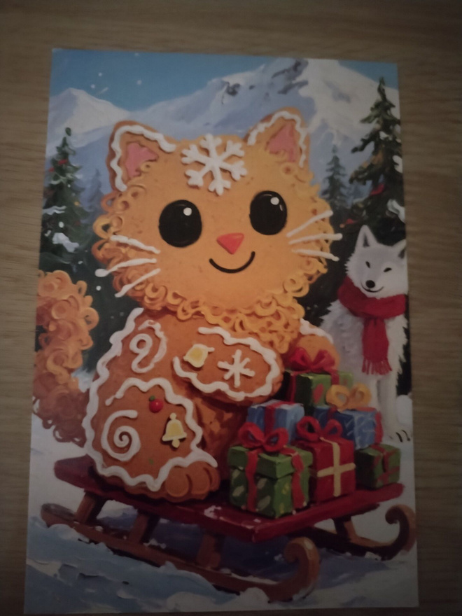 Söpö kissa joulu kortti,kulkematon.