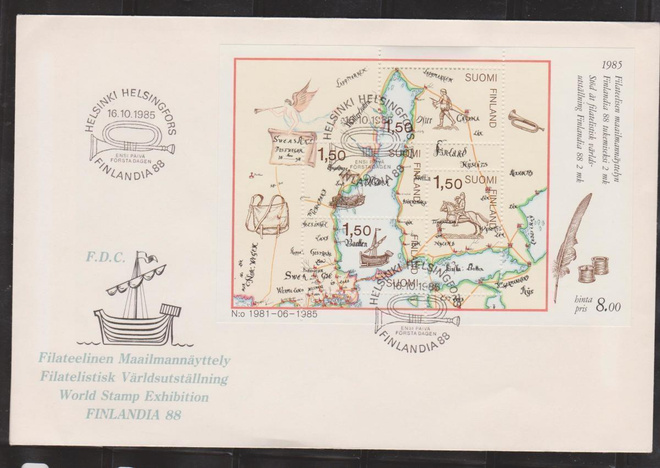 FDC 1985 FINLANDIA 88  BL1