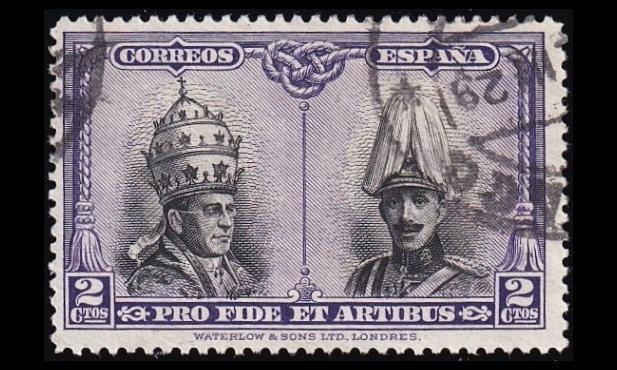 Espanja 376 o Katakombijulkaisu 2 C violetti/musta (1928)