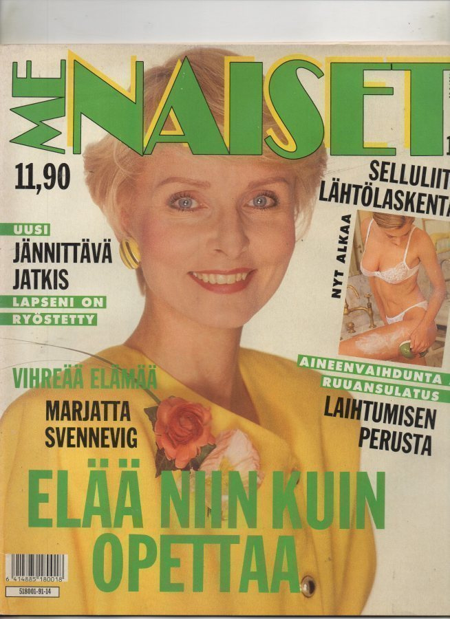 Me Naiset n:o 14 1991 Kyllikki & Johannes. Marjatta. Sinikka