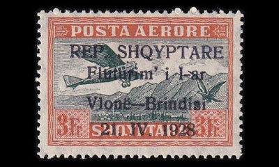 Albania 168 * Vlora-Brindisin lentoreitti 3 Fr (1928)