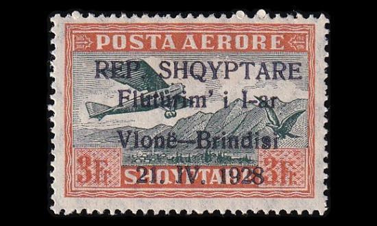 Albania 168 * Vlora-Brindisin lentoreitti 3 Fr (1928)