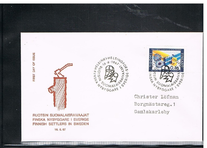1967  Ruotsin suomalaiset FDC kerhokuori