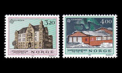 Norja 1046-7 ** Europa postirakennuksia (1990)